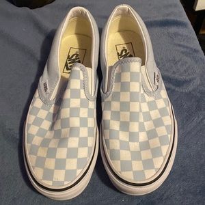 Blue and white checkered vans